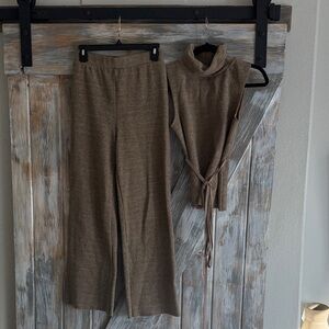 Zara Tan Wide Leg Pants and Sleeveless Top Set